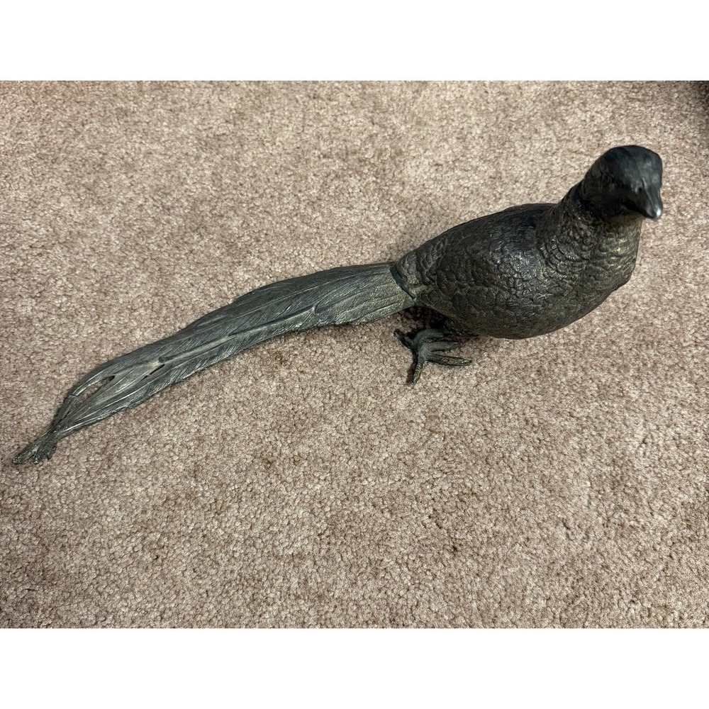 VTG Metal Pheasant Long Tailed Bird Figurine Statue Garden Art 14x7